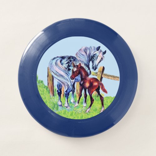 Blue Gray Mother Horse With Colt Wood Fence Wham_O Frisbee