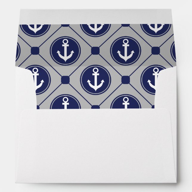 Blue Gray Nautical Anchor Lined Envelope (Back (Bottom))