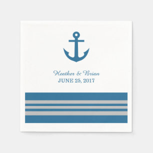 Blue Gray Nautical Anchor Paper Napkins