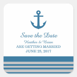 Blue Gray Nautical Anchor Save the Date Stickers
