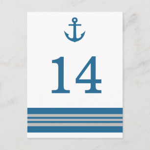 Blue Gray Nautical Anchor Table Number Postcard