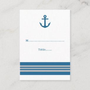 Blue Gray Nautical Anchor Wedding Place Cards