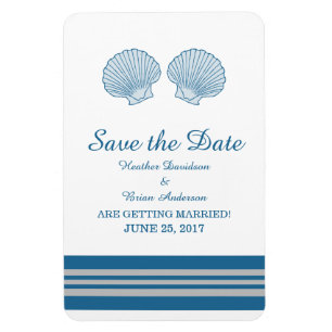 Blue Gray Nautical Seashells Save the Date Magnet