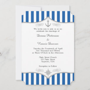 Blue Gray Nautical Wedding Invitation
