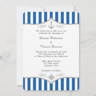 Blue Gray Nautical Wedding Invitation