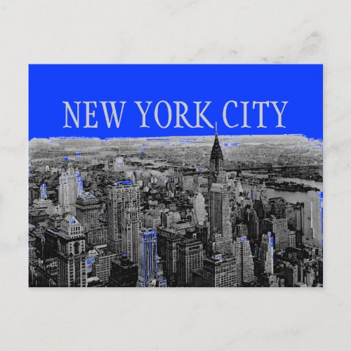 Blue Gray New York City Pop Art Postcards