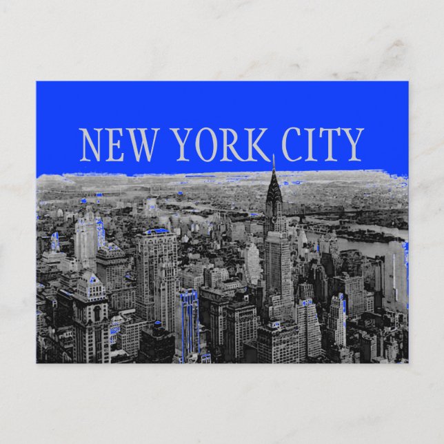Blue Gray New York City Pop Art Postcards (Front)
