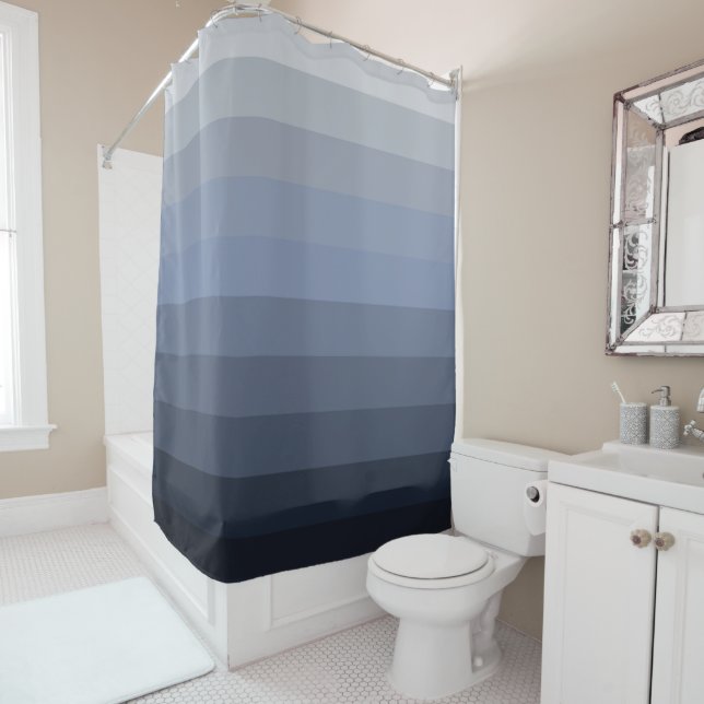 Blue gray ocean color palette shower curtain (In Situ)