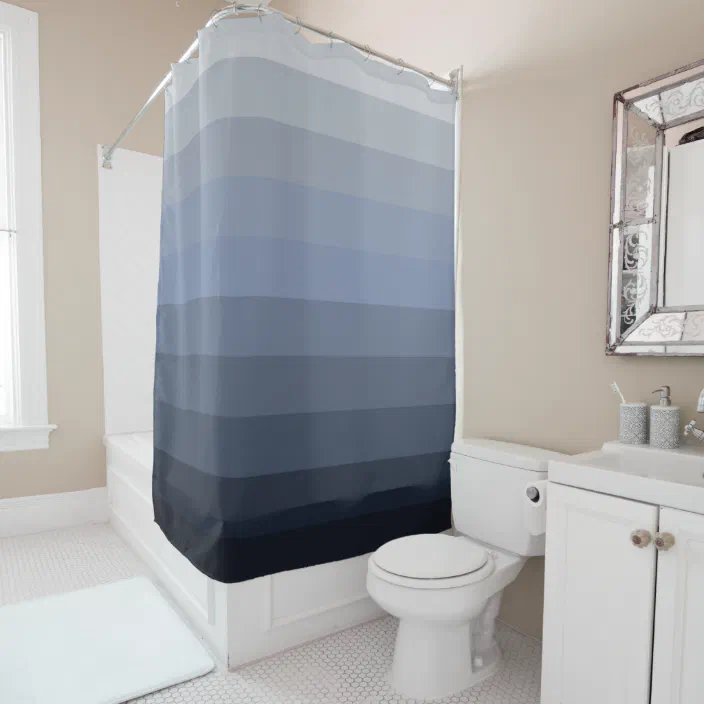 Blue Gray Ocean Color Palette Shower, Dark Blue And Gray Shower Curtains
