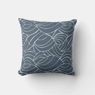 Blue Gray Ocean Waves Throw Pillow