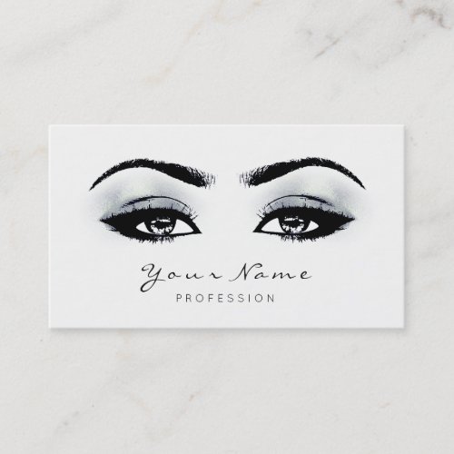 Blue Gray Ombre Makeup Artist Lashes Black White Appointment Card