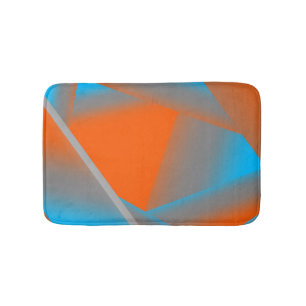 Blue Gray Orange Ombre Geometric Abstract Art Bath Mat