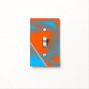 Blue Gray Orange Ombre Geometric Abstract Art Light Switch Cover