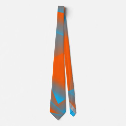 Blue Gray Orange Ombre Geometric Abstract Art Neck Tie