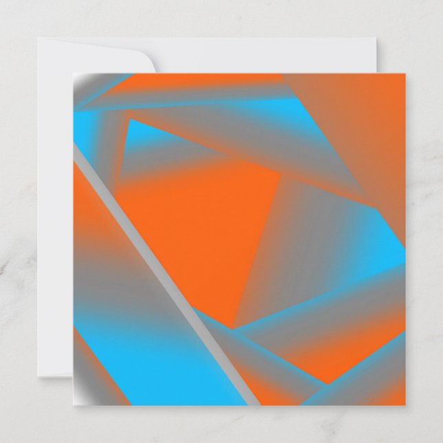 Blue Gray Orange Ombre Geometric Abstract Art Note Card (Front)