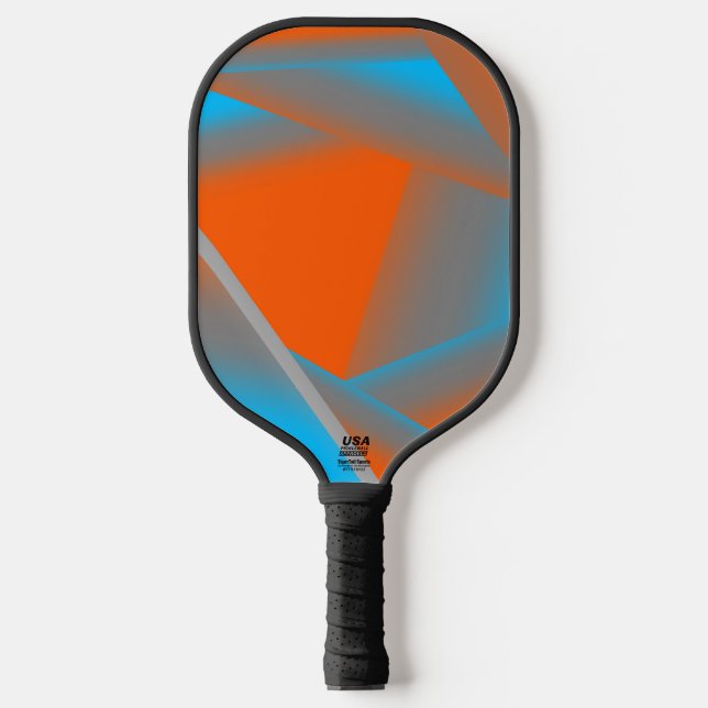 Blue Gray Orange Ombre Geometric Abstract Art Pickleball Paddle (Front)