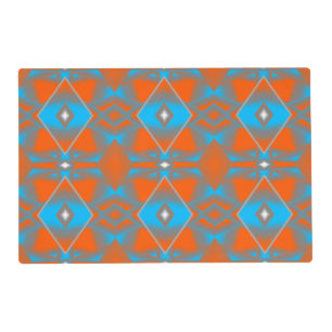 Blue Gray Orange Ombre Geometric Abstract Art Placemat