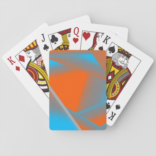 Blue Gray Orange Ombre Geometric Abstract Art Poker Cards