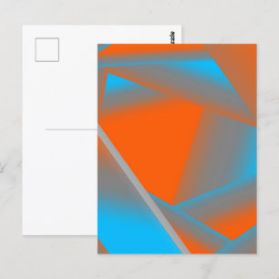 Blue Gray Orange Ombre Geometric Abstract Art Postcard
