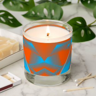 Blue Gray Orange Ombre Geometric Abstract Art Scented Candle