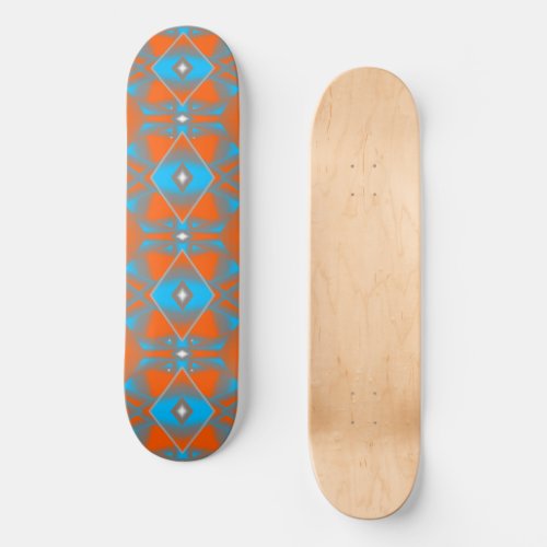 Blue Gray Orange Ombre Geometric Abstract Art Skateboard