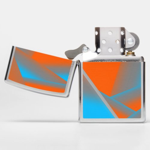 Blue Gray Orange Ombre Geometric Abstract Art  Zippo Lighter