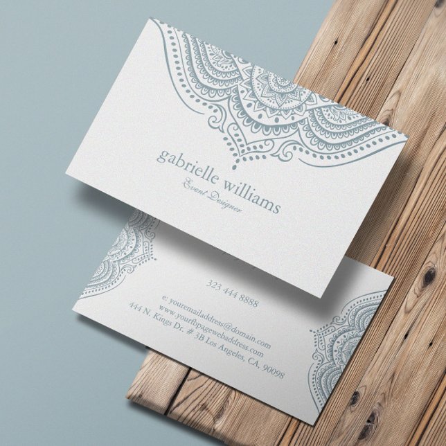 Blue-Gray Paisley Lace Mandala Business Card (Creator Uploaded)