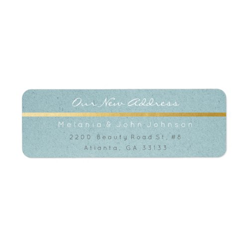 Blue Gray Paper Kraft White New Adress RSVP Label