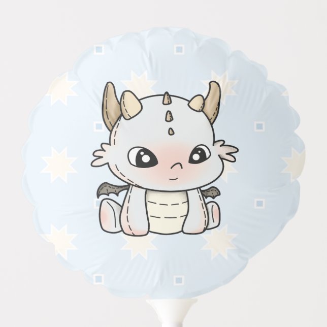 Blue Gray pastel baby dragon Balloon (Front)