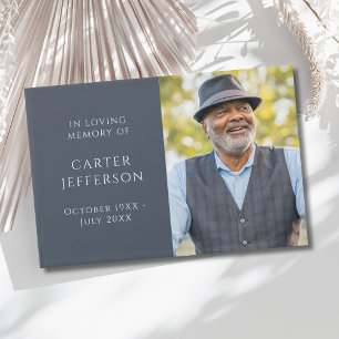 Blue Gray Photo Memorial Guest Book