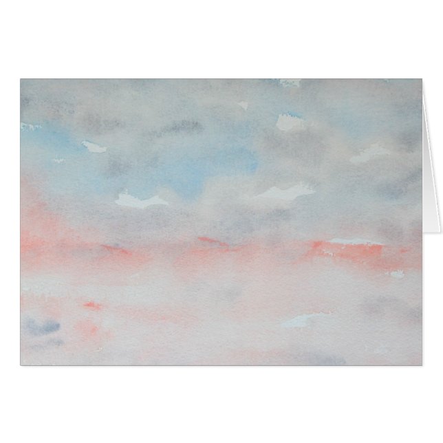 Blue Gray Pink Impressionist Watercolor Landscape (Front Horizontal)