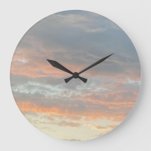 Blue Gray Pink Pastel Cloud Wall Clock