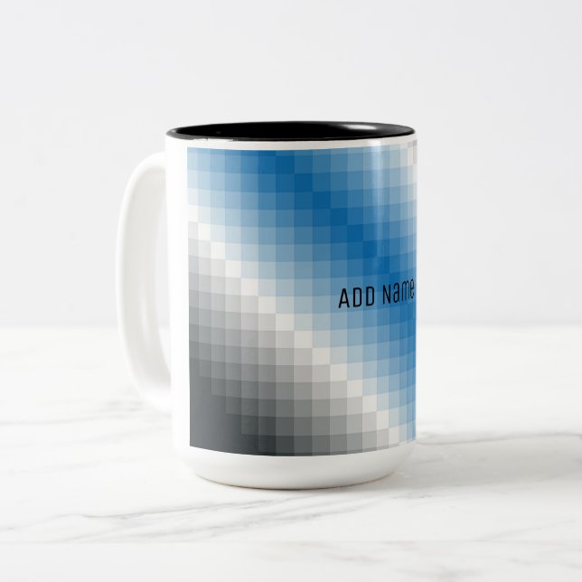 Blue Gray Pixel Personalized Mug (Front Left)