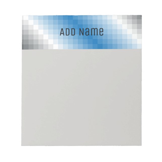 Blue Gray Pixel Personalized Note Pad 5.5 x 6 (Front)