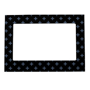 Blue-gray polka crosses on black magnetic frame