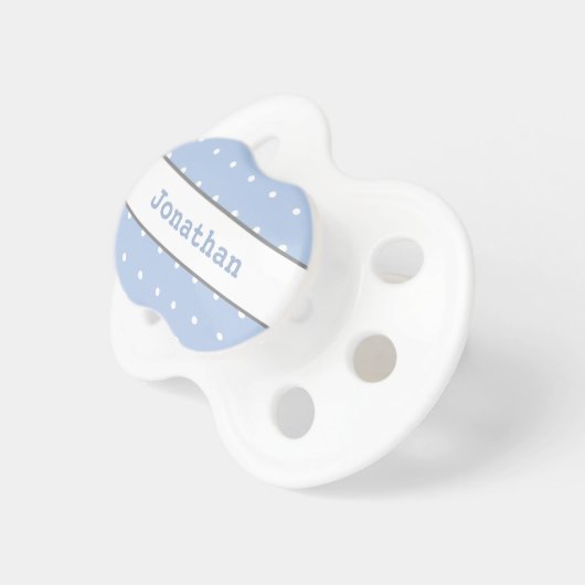 Blue-gray polkadot monogram baby boy pacifier (Front Right)