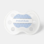 Blue-gray polkadot monogram baby boy pacifier (Front)