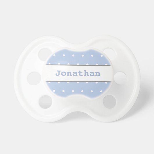 Blue-gray polkadot monogram baby boy pacifier (Front)