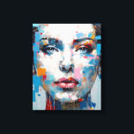 Blue & Gray Pop Art Beauty Portrait｜Color Bars Canvas Print<br><div class="desc">A woman character on top of a face, in the vibrant style of pop art. With bright pastel gray and blue hues, this artwork is a visual treat. Featuring colorful impasto style, it's a quirky blend of beautiful, dotted, and romanticized figures. Explore our collection of unique home decor, t-shirts, and...</div>