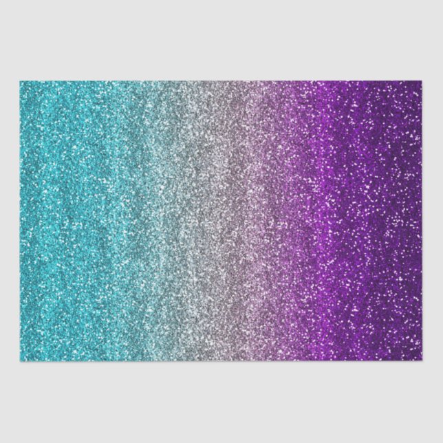 Blue, Gray & Purple Gradient Glitter Tissue Paper (Front)