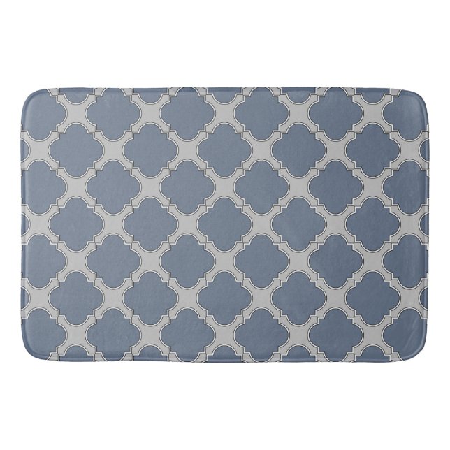 Blue-gray quatrefoil bath mat (Front)