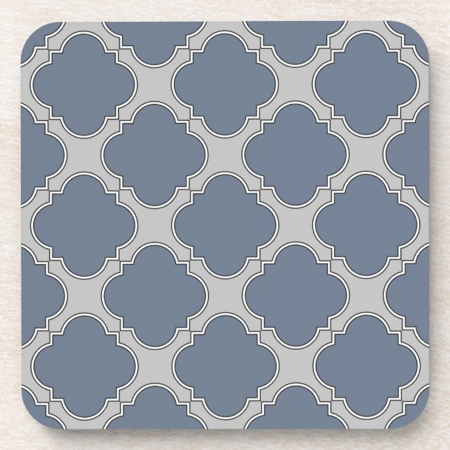 Blue-gray quatrefoil coaster (Front)