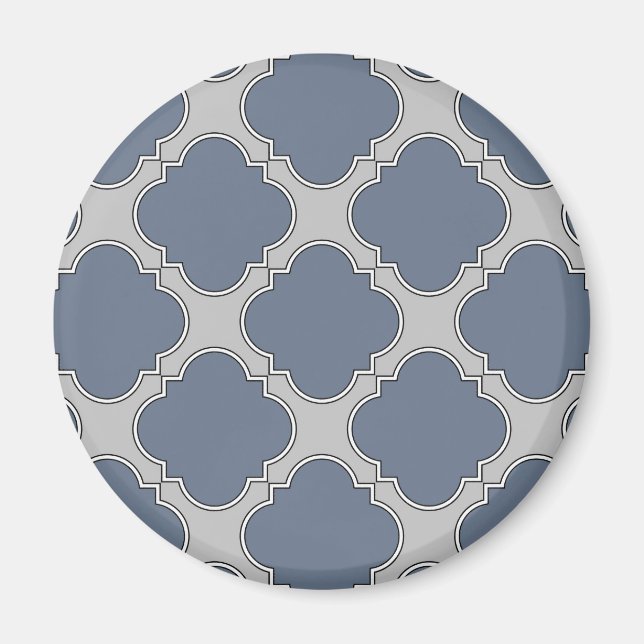 Blue-gray quatrefoil magnet (Front)