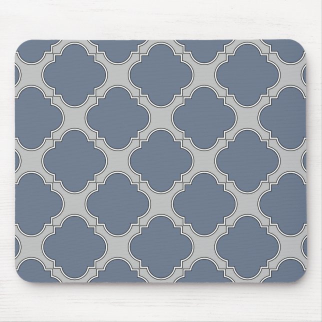 Blue-gray quatrefoil mouse pad (Front)