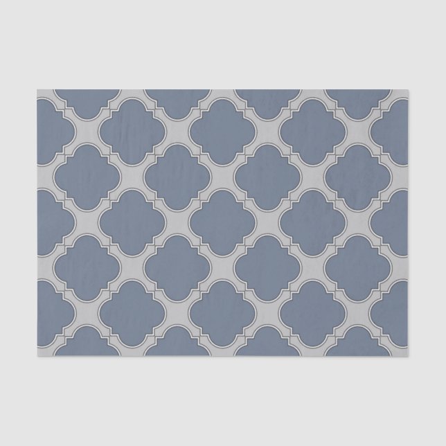 Blue-gray quatrefoil tissue paper (Front)