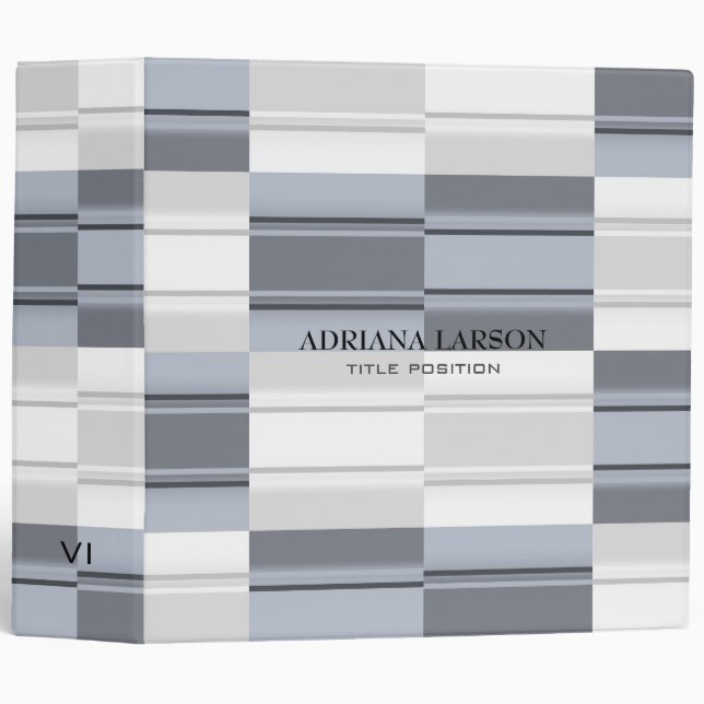 Blue- Gray Rectangle 3 Ring Binder (Front/Spine)