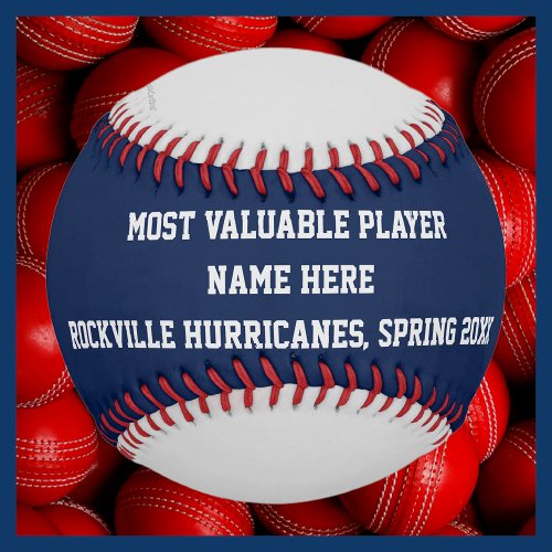 Blue Gray Red Baseball MVP Player Award Baseball