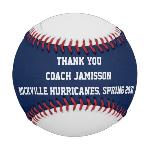 Blue Gray Red Thank You to Coach Minimalist Simple Baseball