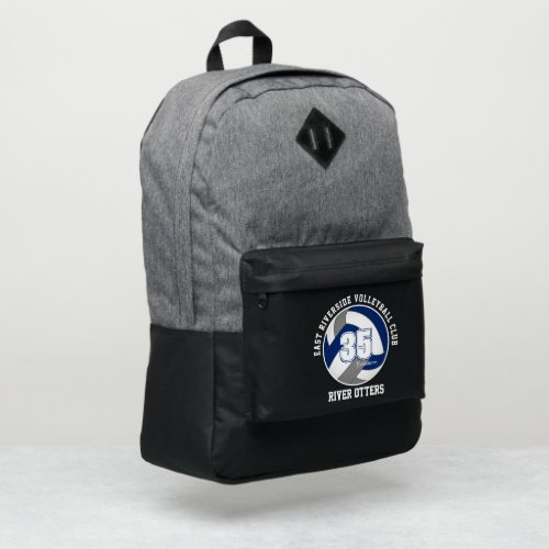 blue gray school club team colors kids volleyball port authority backpack