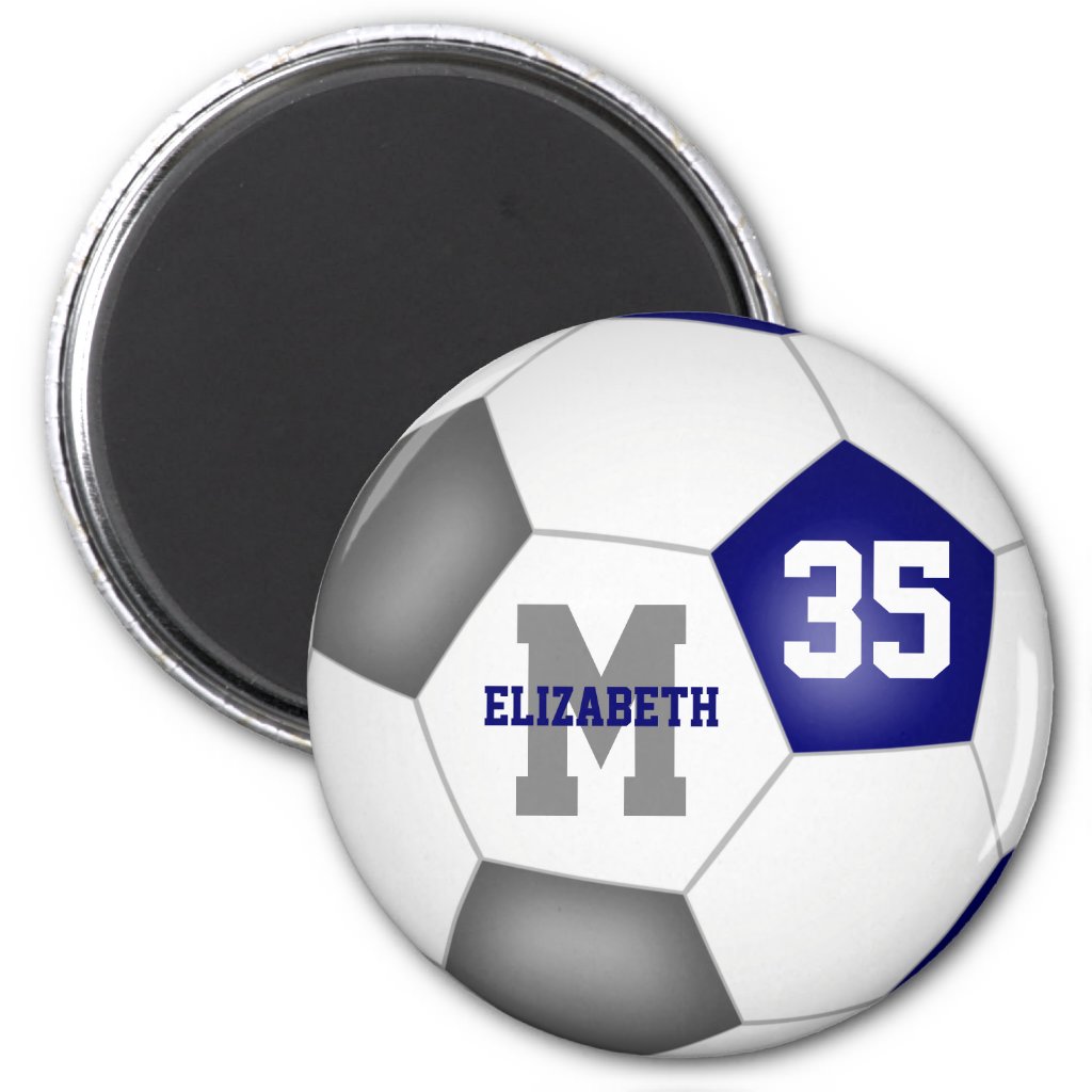 blue gray school colors soccer team gifts magnet